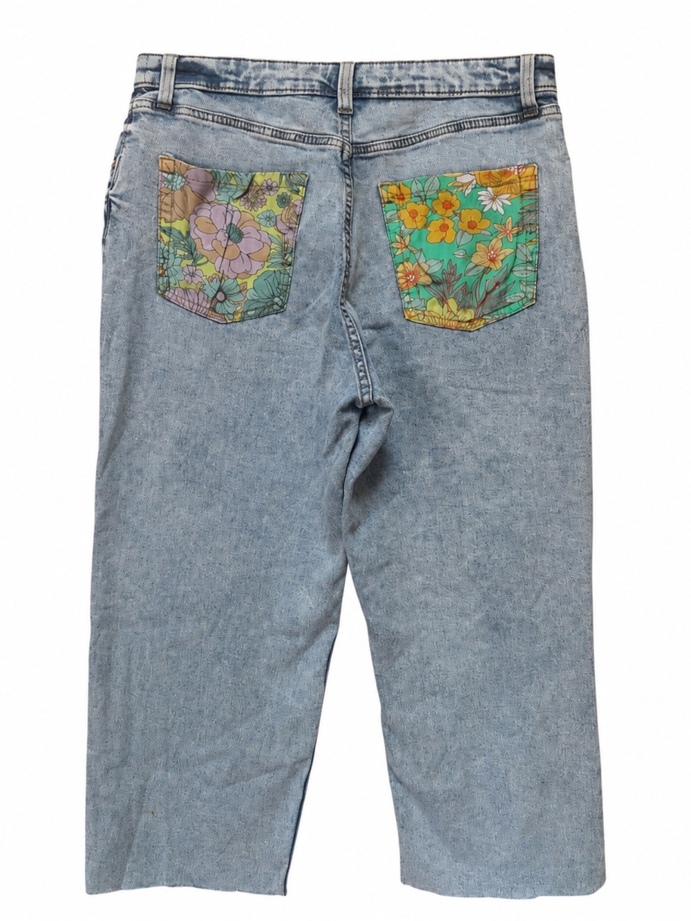 Wild Fable 12 High Rise Floral Pocket Jeans Distressed Raw Hem Y2K